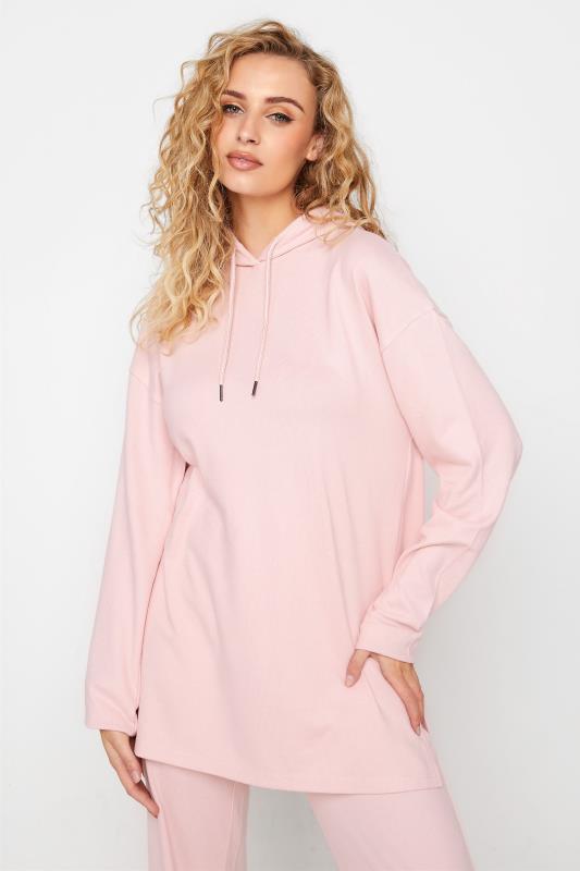 LTS Tall Pink Soft Touch Longline Hoodie 1