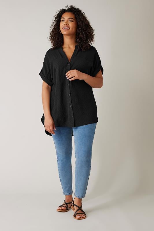 EVANS Plus Size Black Short Sleeve Blouse | Evans 2