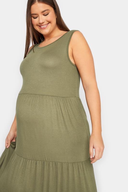 LTS Maternity Khaki Green Tiered Maxi Dress | Long Tall Sally 4
