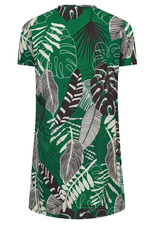 Plus Size Green Leaf Print Grown On Sleeve Kimono | Yours Clothing 7