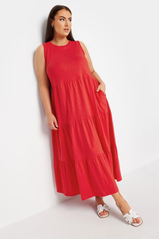 YOURS Plus Size Red Tiered Midaxi Dress | Yours Clothing 2