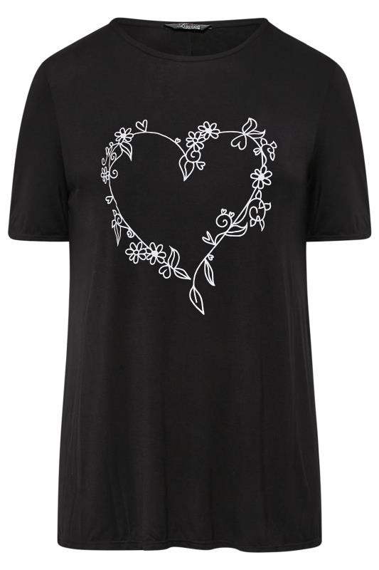 Plus Size Black Heart Print T-Shirt | Yours Clothing 6