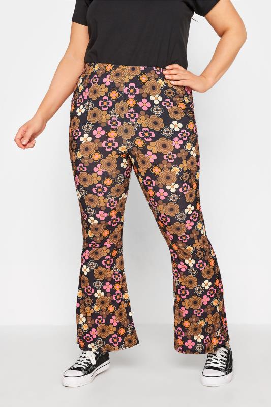 Curve Black Floral Retro Flare Trousers_A.jpg