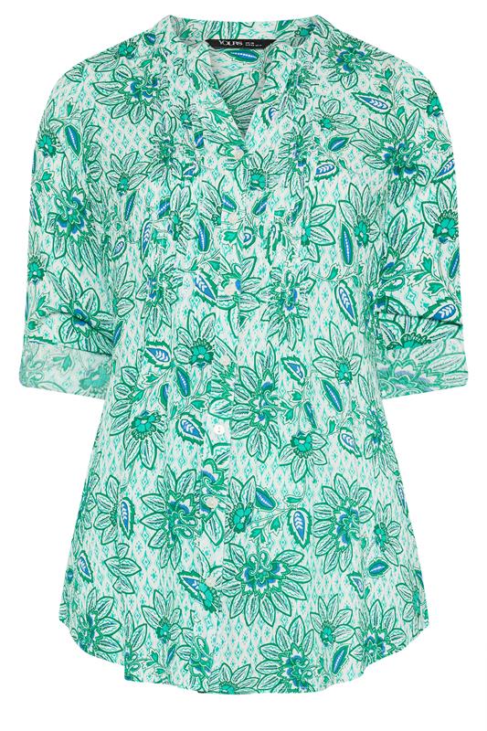 YOURS Plus Size Green Paisley Pintuck Blouse | Yours Clothing 5