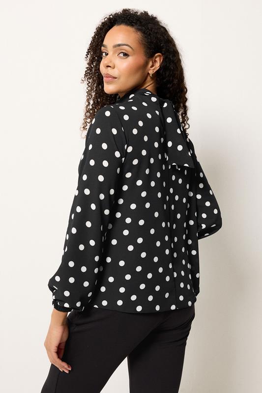 M&Co Black Polka Dot Tie Back Blouse | M&Co 2