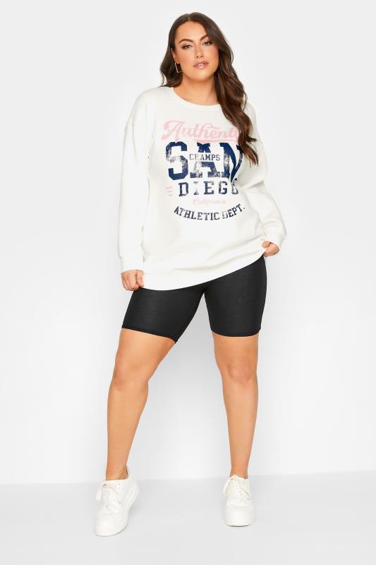 Plus Size Ivory White 'San Diego' Printed Slogan Sweatshirt | Yours Clothing 2