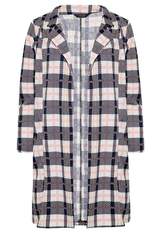 Curve Navy Blue & Pink Check Blazer | Yours Clothing  6