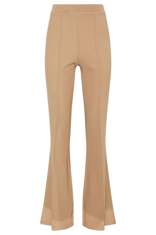 LTS Tall Camel Brown Ribbed Kick Flare Trousers 3