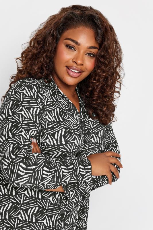 YOURS Plus Size Black Abstract Stripe Print Shirt | Yours Clothing 4