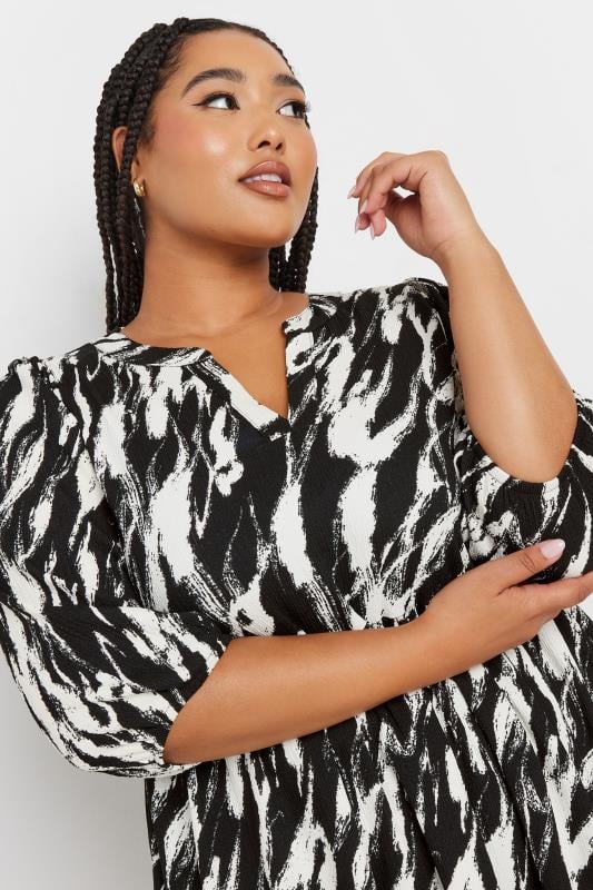 YOURS Plus Size Black Abstract Print Textured Smock Dress | Yours Clothing  5