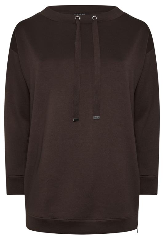 EVANS chocoladebruine luxe sweatshirt met ritsdetail