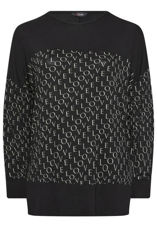 YOURS Curve Plus Size Black 'Love' Panel Top | Yours Clothing  6