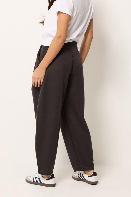 PixieGirl Petite Women's Chocolate Brown Textured Barrel Trousers | PixieGirl 2