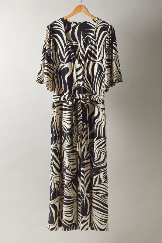 EVANS Plus Size Black Palm Print Wrap Midi Dress | Evans 5