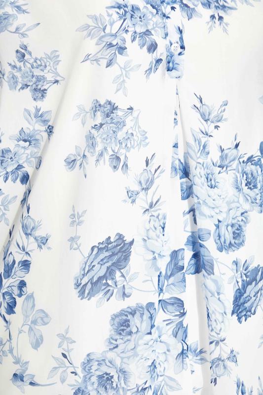 Plus Size White & Blue Floral Print Batwing Blouse | Yours Clothing  5