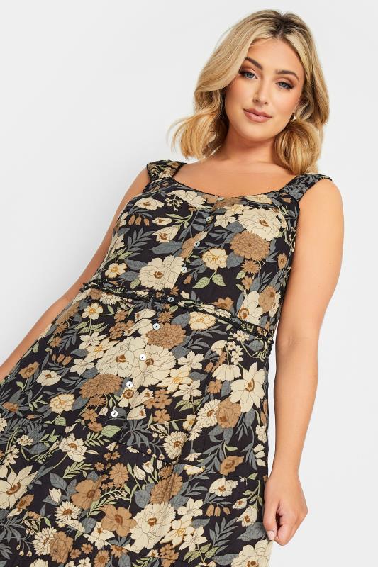 YOURS Plus Size Black Floral Tiered Maxi Sundress | Yours Clothing 4