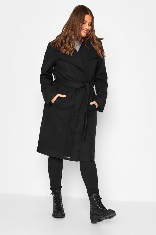 LTS Tall Women's Black Belted Coat | Long Tall Sally 1