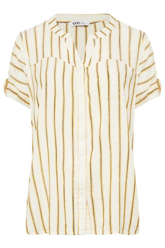 YOURS Plus Size Ivory White Stripe Print Button Through Shirt | Yours Clothing 6
