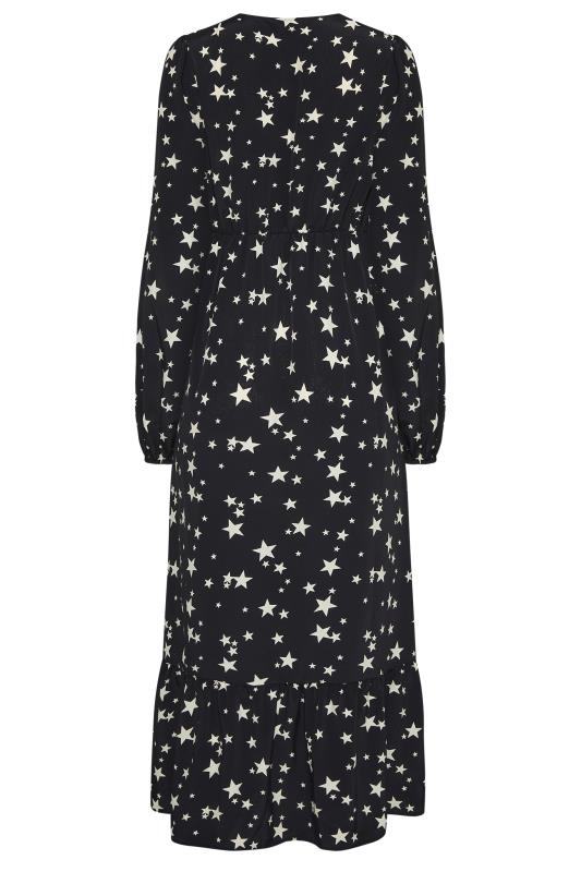 LTS Tall Black Star Print Smock Midi Dress 7
