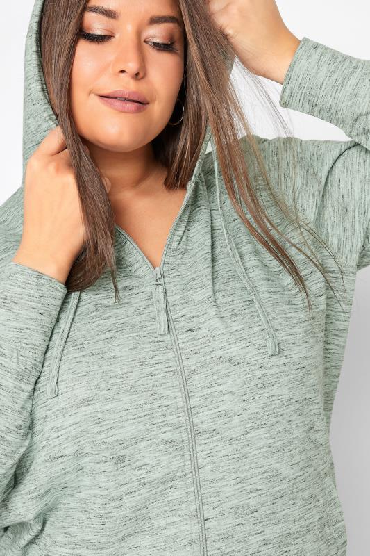 Plus Size Sage Green Marl Zip Hoodie | Yours Clothing 4