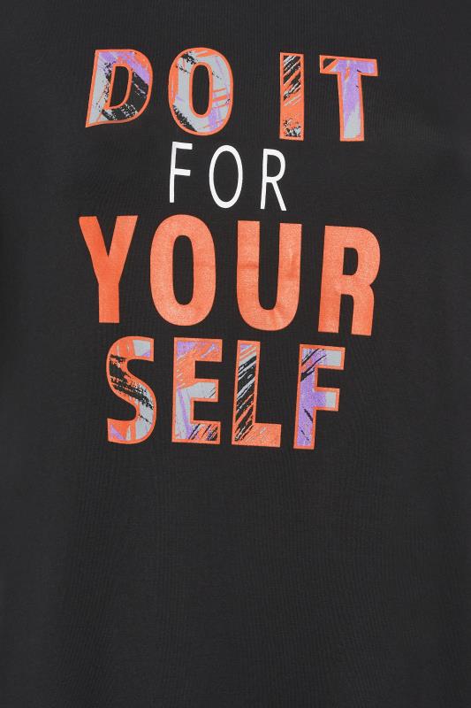 YOURS Curve Plus Size ACTIVE Black 'Do It For Yourself' Slogan T-Shirt | Yours Clothing 9