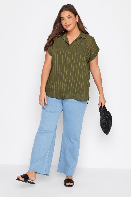 Plus Size Green Patterned Chiffon Shirt | Yours Clothing 2