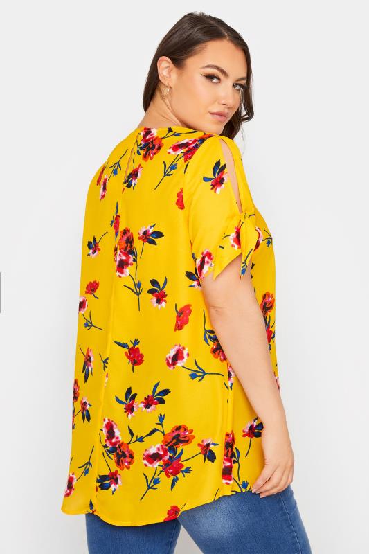 Curve Yellow Floral Tie Sleeve Blouse_C.jpg