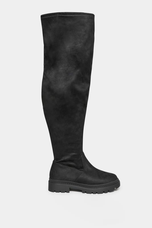 LIMITED COLLECTION Black Chunky Over The Knee Boots In Wide & Extra Wide Fit | Yours Clothing 3