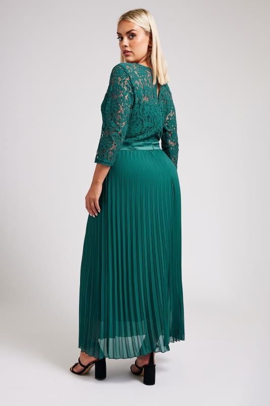 YOURS LONDON Plus Size Green Lace Detail Maxi Dress | Yours Clothing  3