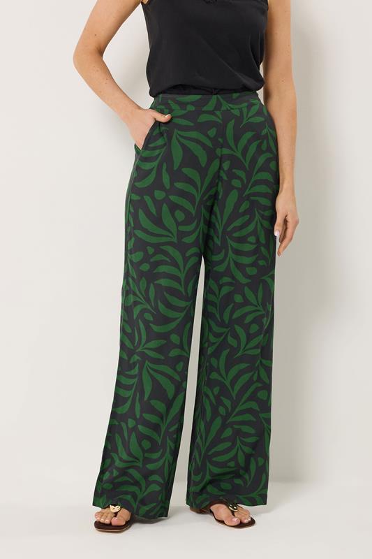 LTS Tall Women's Black Palm Print Wide Leg Trousers | Long Tall Sally 2