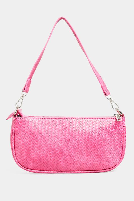 Plus Size Hot Pink Woven Shoulder Bag | Yours Clothing 3
