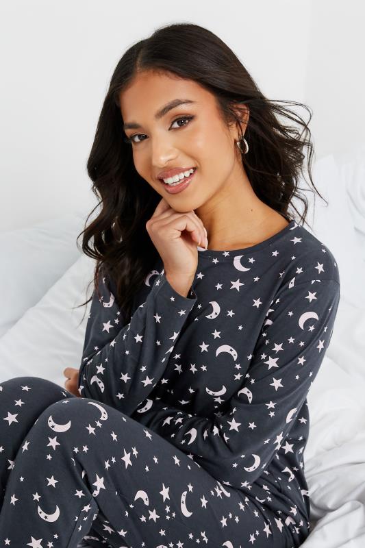 Petite Blue Moon & Star Print Pyjama Set | PixieGirl 3