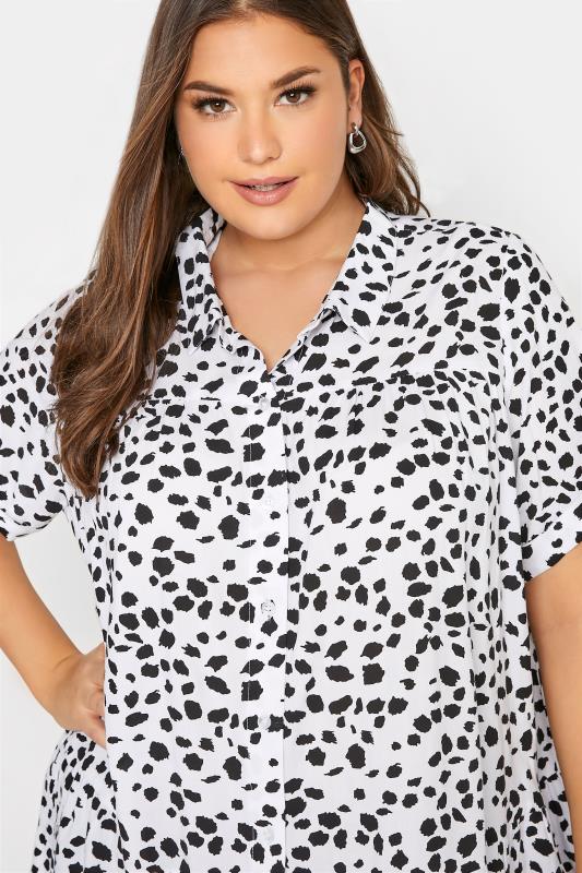 Curve White Dalmatian Print Tiered Short Sleeve Shirt 4