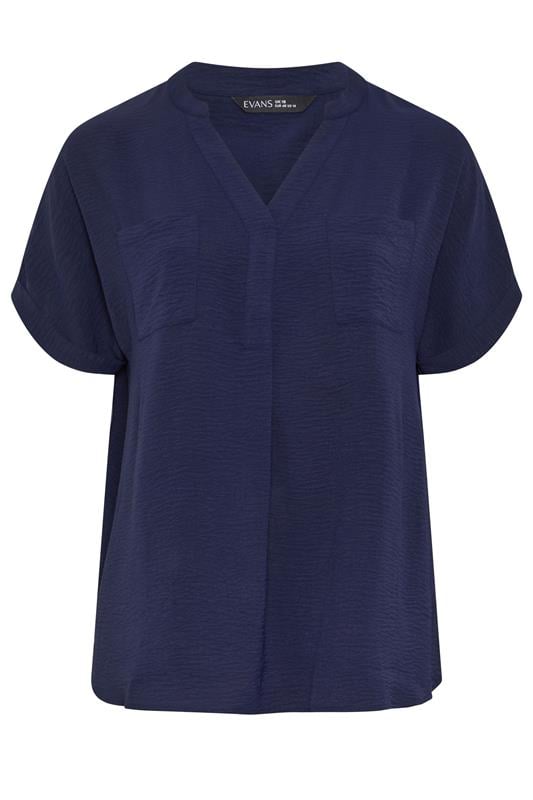EVANS Plus Size Navy Blue Overhead Utility Shirt | Evans 5