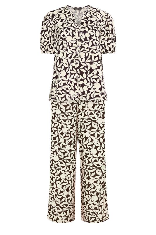 M&Co Set Chocolate Brown Leaf Print Top & Trousers | M&Co 6