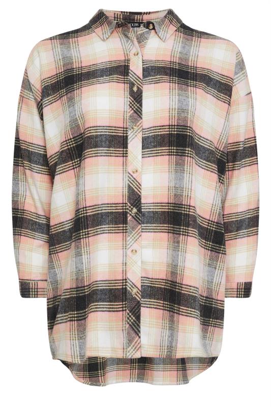 YOURS Plus Size Pink Check Print Boyfriend Shirt | Yours Clothing 6