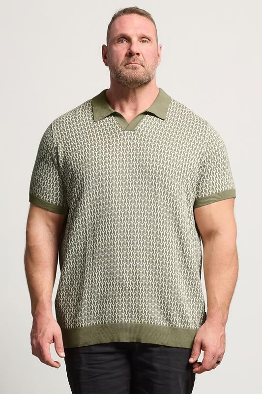 BadRhino Big & Tall polo de estilo trophy de punto con estampado verde caqui