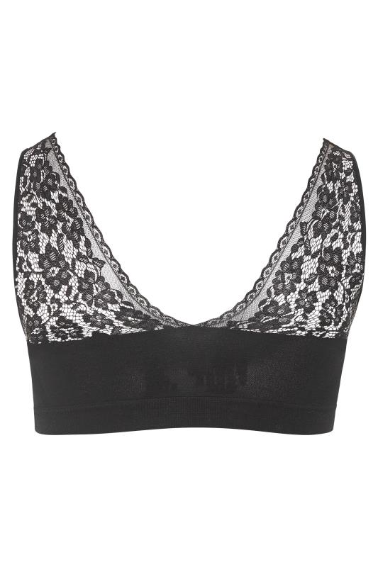 Plus Size Black Lace Seamless Padded Non-Wired Bralette | Yours Clothing 5