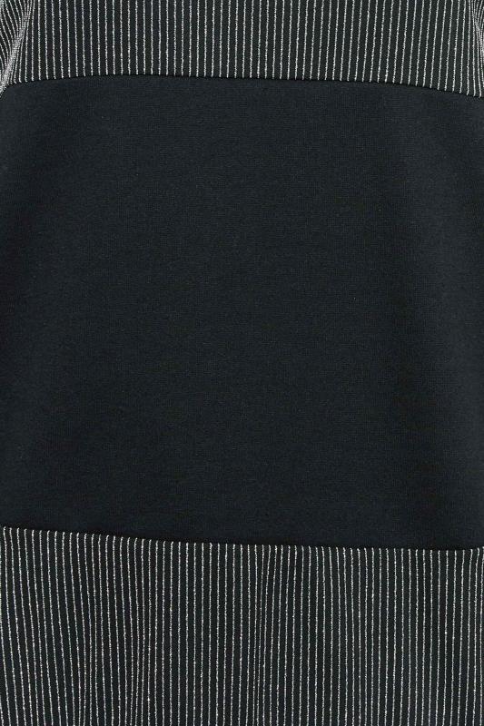 YOURS LUXURY Black & Silver Block Stripe Long Sleeve Sweatshirt | Yours Clothing 5
