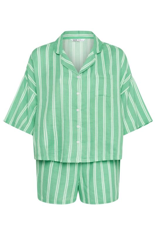 YOURS Plus Size Green Striped Pyjama Set | Yours Clothing 5