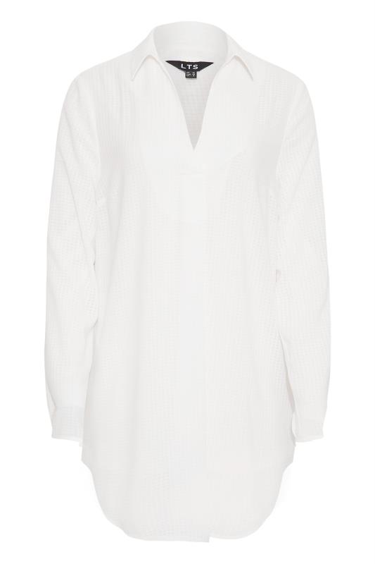 LTS Tall Ivory White Gingham Overhead Shirt 6
