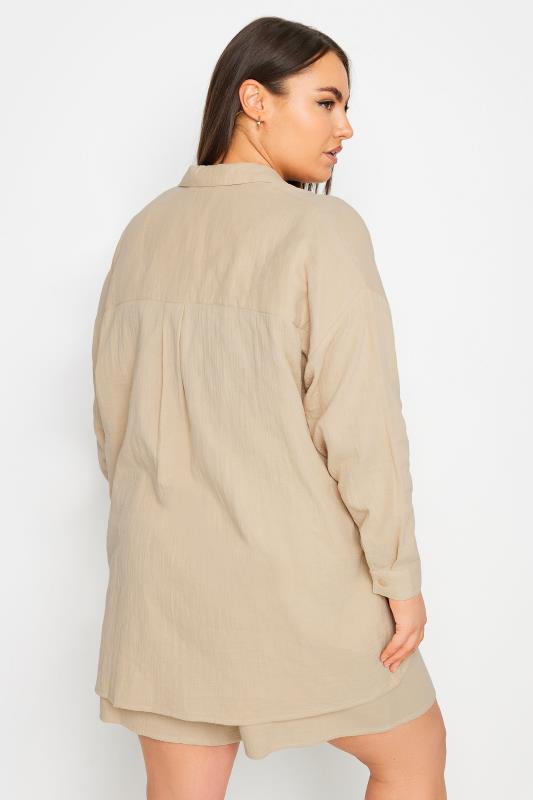 YOURS Plus Size Stone Brown Pure Cotton Cheesecloth Shirt | Yours Clothing 5
