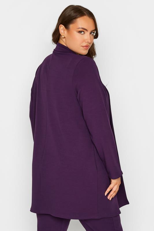 YOURS Curve Plus Size Dark Purple Longline Blazer | Yours Clothing 3