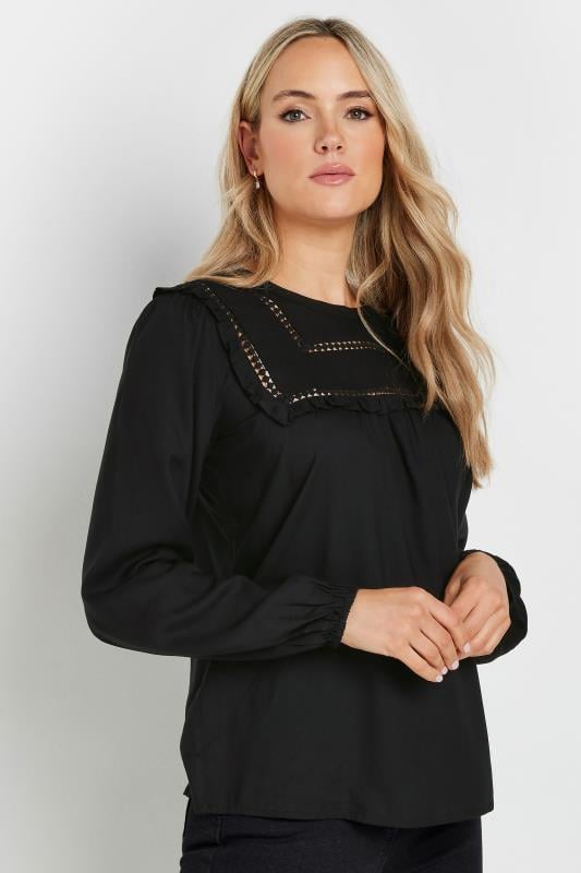  Tallas Grandes LTS Tall Black Woven Frill Blouse