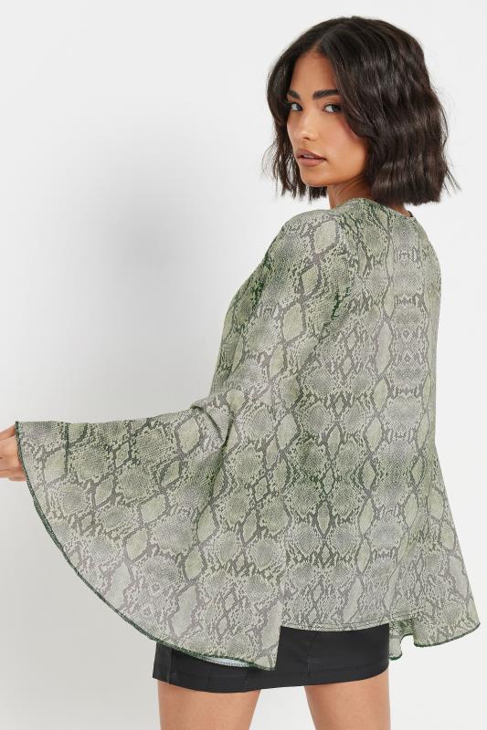 PixieGirl Petite Women's Grey Woven Snake Print Bell Sleeve Top | PixieGirl 2