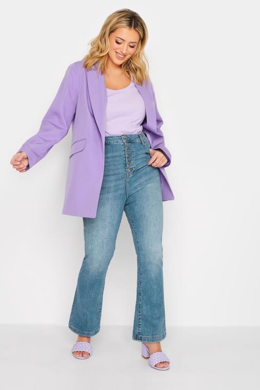 Plus Size Mid Blue Stretch Flared Jeans | Yours Clothing 2