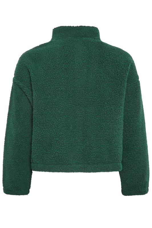 YOURS Plus Size Forest Green Cropped Zip Through Teddy Fleece | Yours Clothing 7