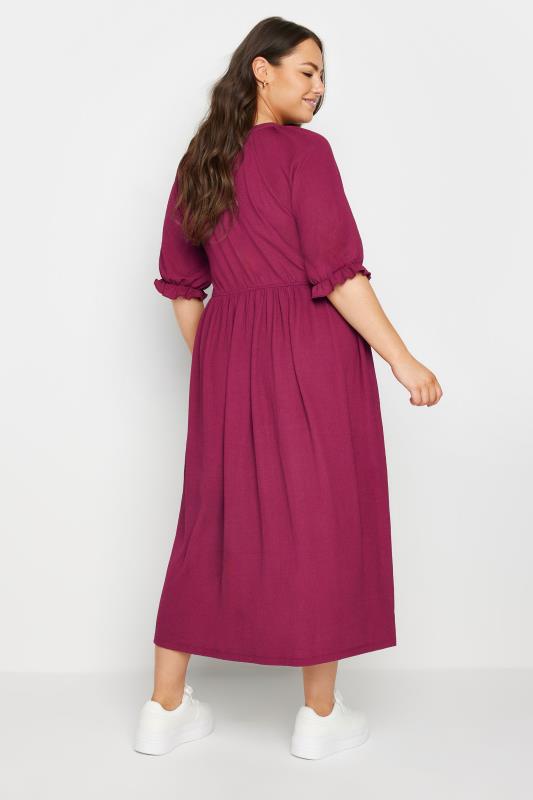 LIMITED COLLECTION Plus Size Wine Red Textured Midaxi Dress | Yours Clothing  3