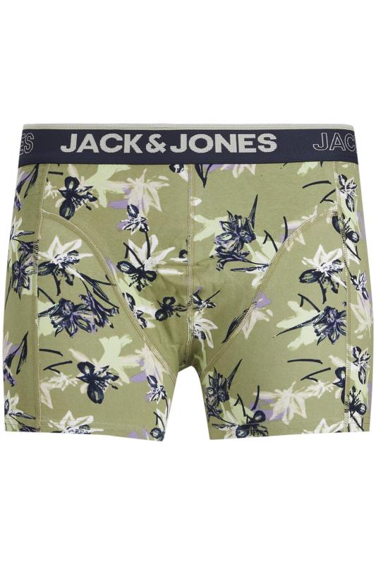 JACK & JONES Big & Tall 3 PACK Navy Blue & Khaki Green Floral Print Boxers 5