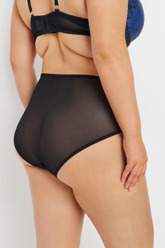 YOURS Plus Size Black & Blue Lace Detail Briefs | Yours Clothing  3